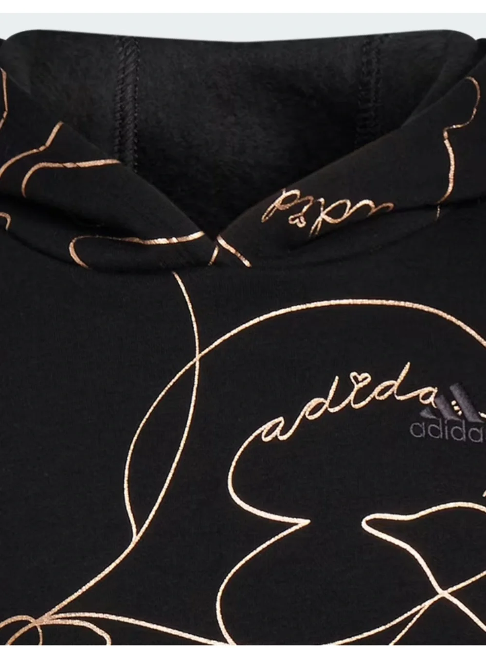 Adidas Script Black Metallic Sweatshirt Hoodie Size L - Picture 11 of 11
